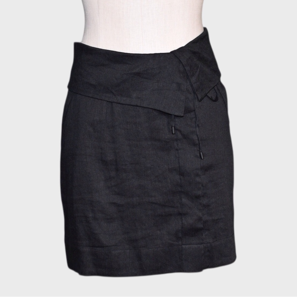 Vince Linen Blend Fold Over Wrap Skirt